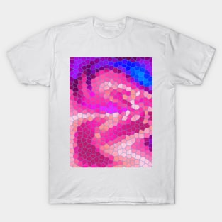 Pink Purple Blue & Magenta Abstract Mosaic Pattern T-Shirt